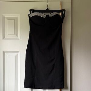 Forever 21 Black Strapless MiniDress with Rhinestone Trim. Corset-style.